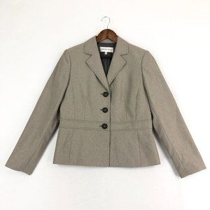 Jones New York Suit Women's 12 Grey Diagonal Stripe Three-Button Blazer Jacket